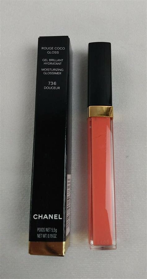 chanel rouge coco gloss 736 douceur|Chanel noce moscata lip gloss.